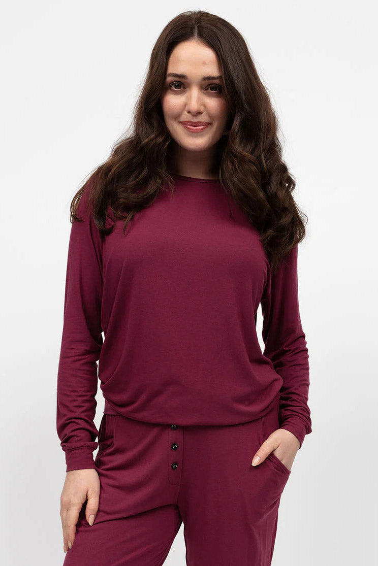 Cyberjammies Yasmin Slouch Jersey Pyjama Set - Ox Blood