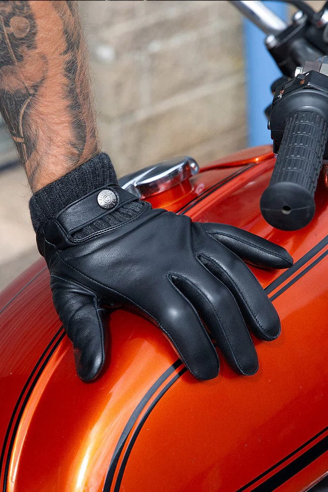 Dents Buxton Touchscreen Leather Gloves - Black/Charcoal