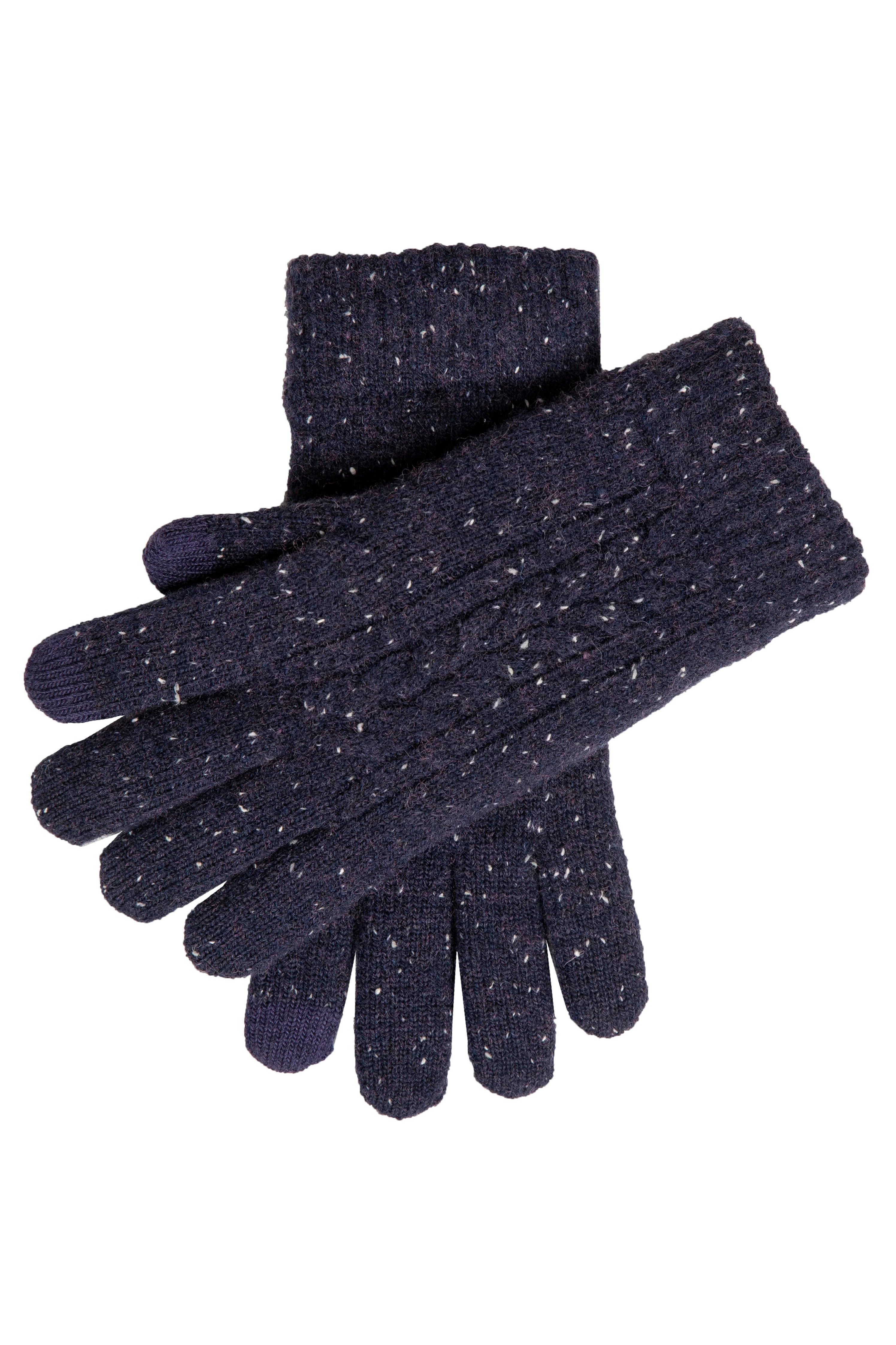 Dents Cable Knit Marl Touchscreen Gloves - Navy 5-4584_NAVY_OS