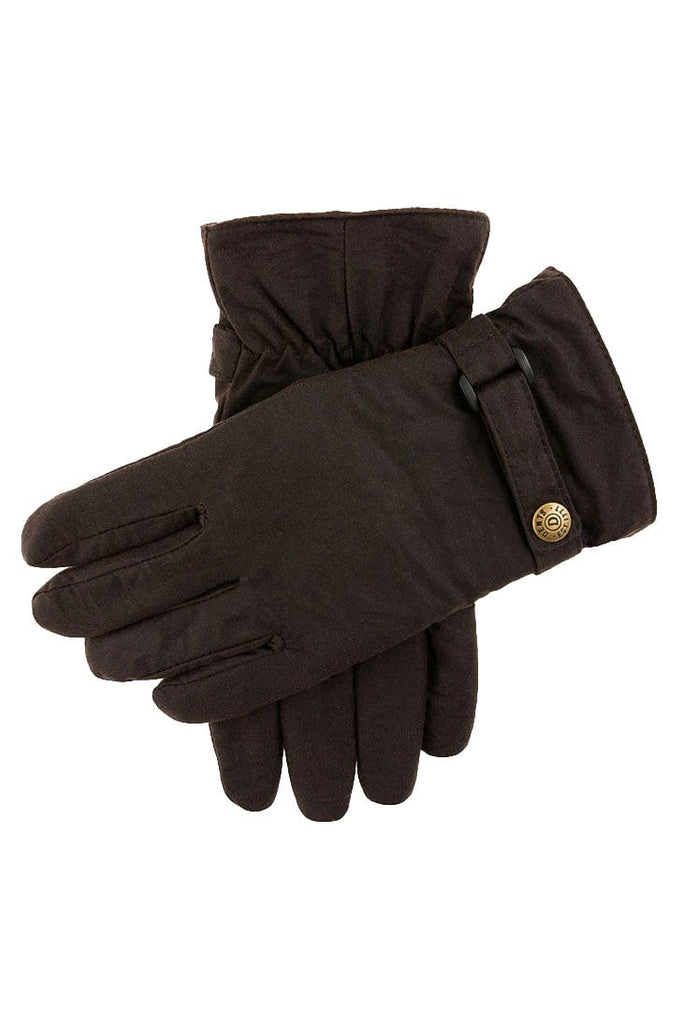 Dents Exmoor Fleece Lined Waxed Cotton Gloves - Brown