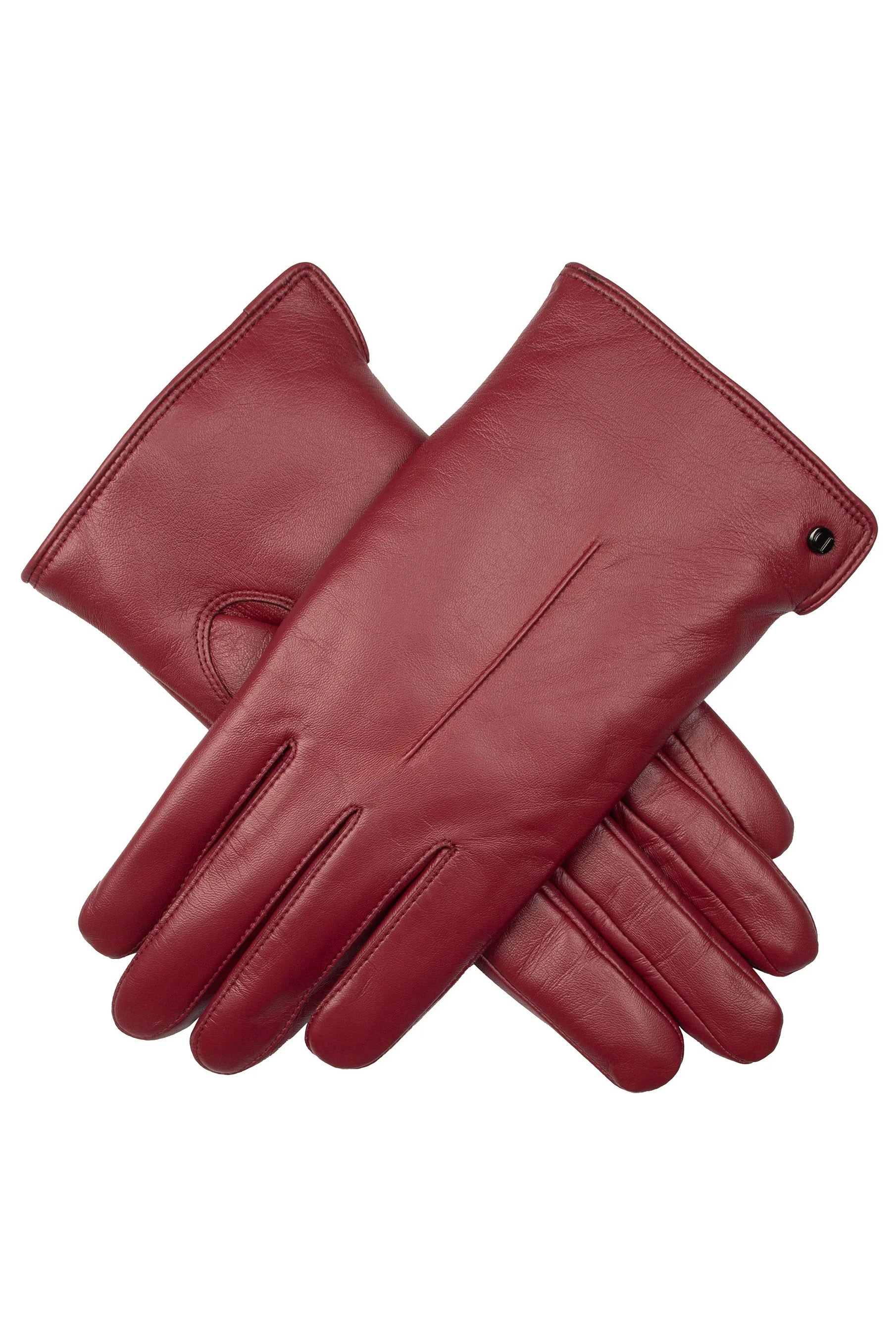 Dents Faux Fur-Lined Touchscreen Leather Gloves - Claret