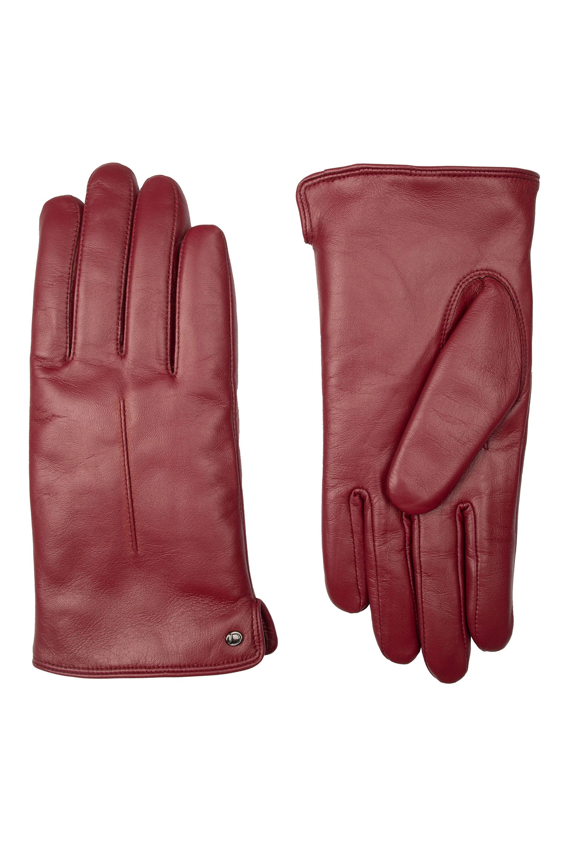 Dents Faux Fur-Lined Touchscreen Leather Gloves - Claret