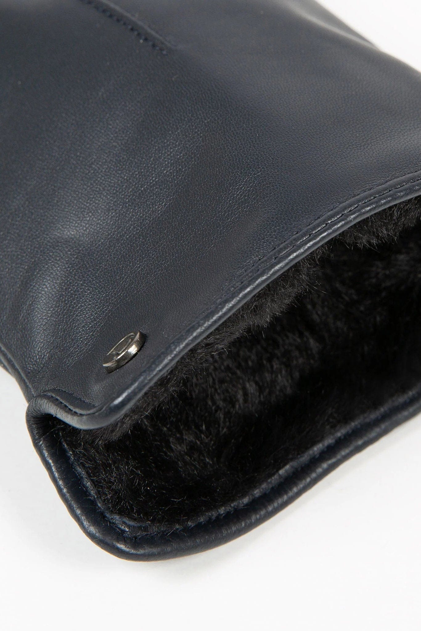 Dents Faux Fur-Lined Touchscreen Leather Gloves - Navy