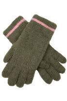 Dents Feather Yarn Supersoft Gloves  - Olive/Pink 6-3293_OLIVE/PINK_OS