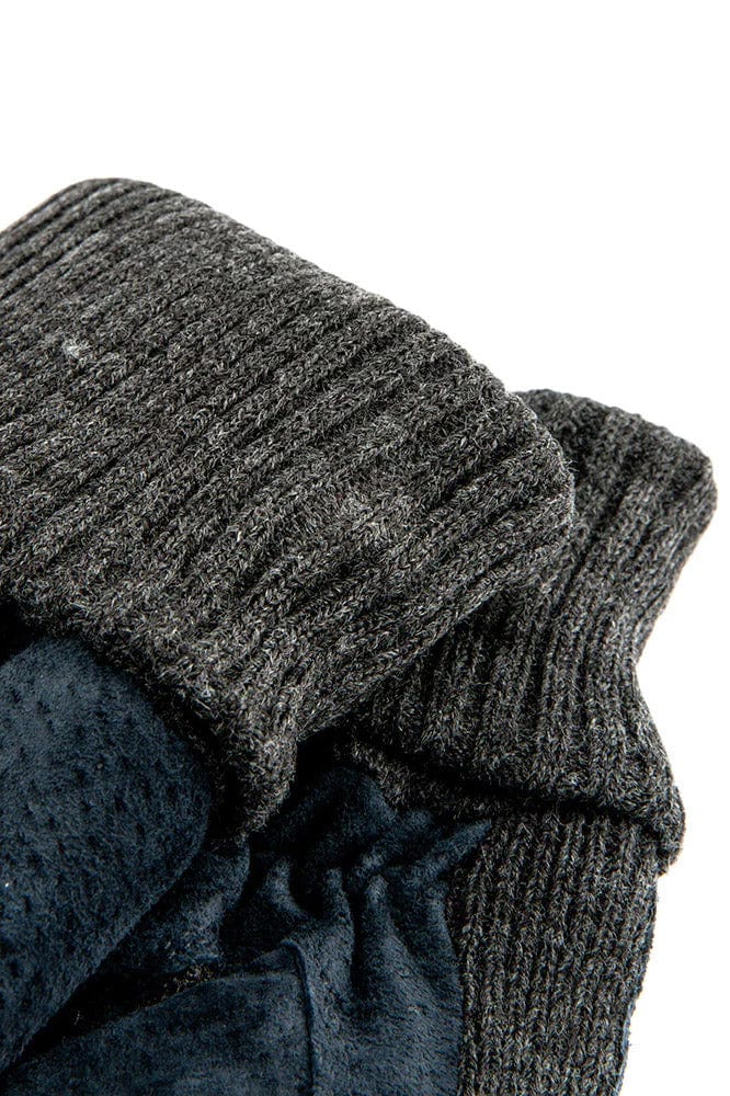 Dents Kendal Fleece Lined Suede Gloves with Knitted Cuffs - Navy/Charcoal