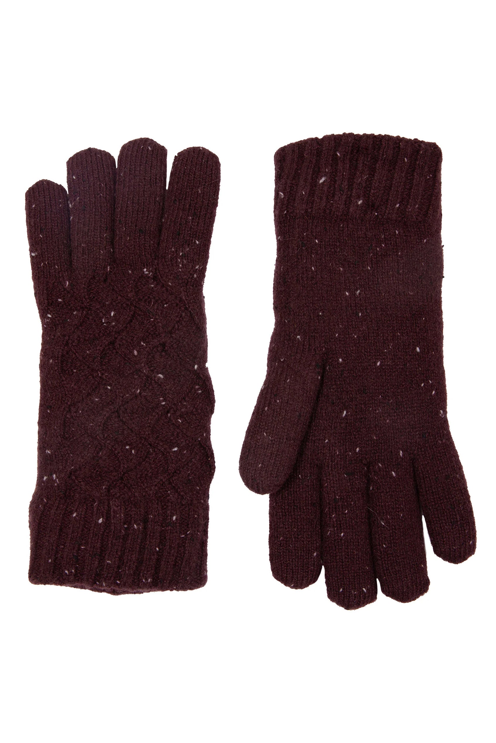 Dents Lace Knit Marl Gloves - Burgundy 6-3231_BURGINDY_OS