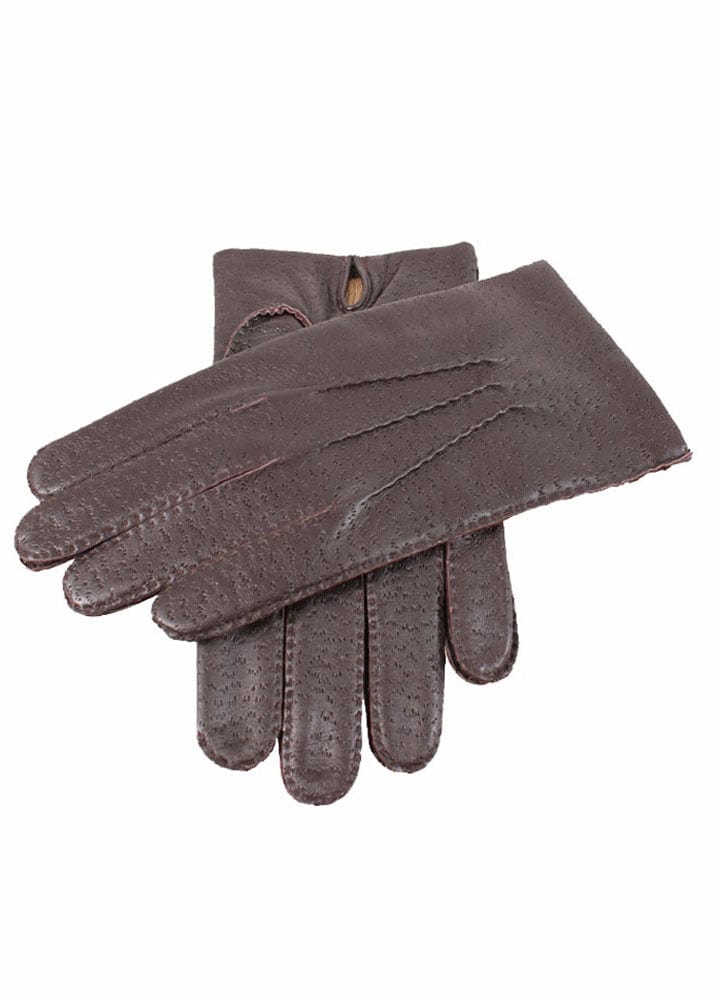 Dents Mens Kent Handsewn Imitation Peccary Leather Gloves - Brown
