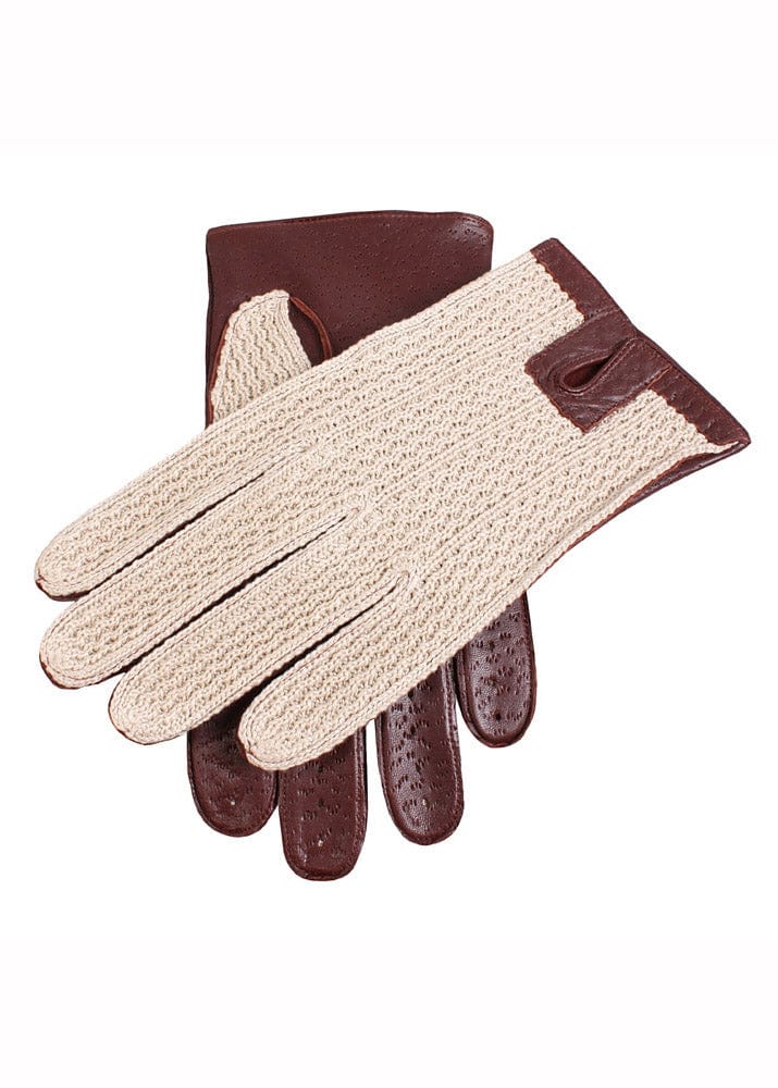 Dents Mens Lancaster Unlined Crochet Back Driving Gloves - English Tan