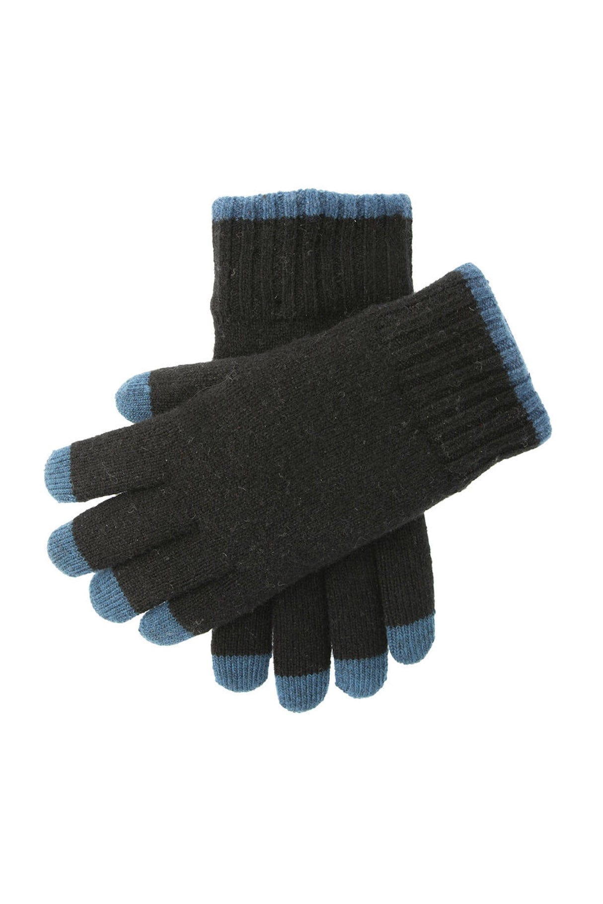 Dents Mens Touchscreen Knitted Gloves - Black/Blue 5-4582_BLACKBLUE_OS