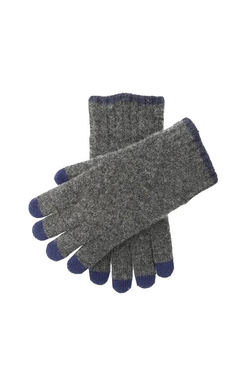 Dents Mens Touchscreen Knitted Gloves - Charcoal/Navy 5-4582_CHARCNAVY_OS