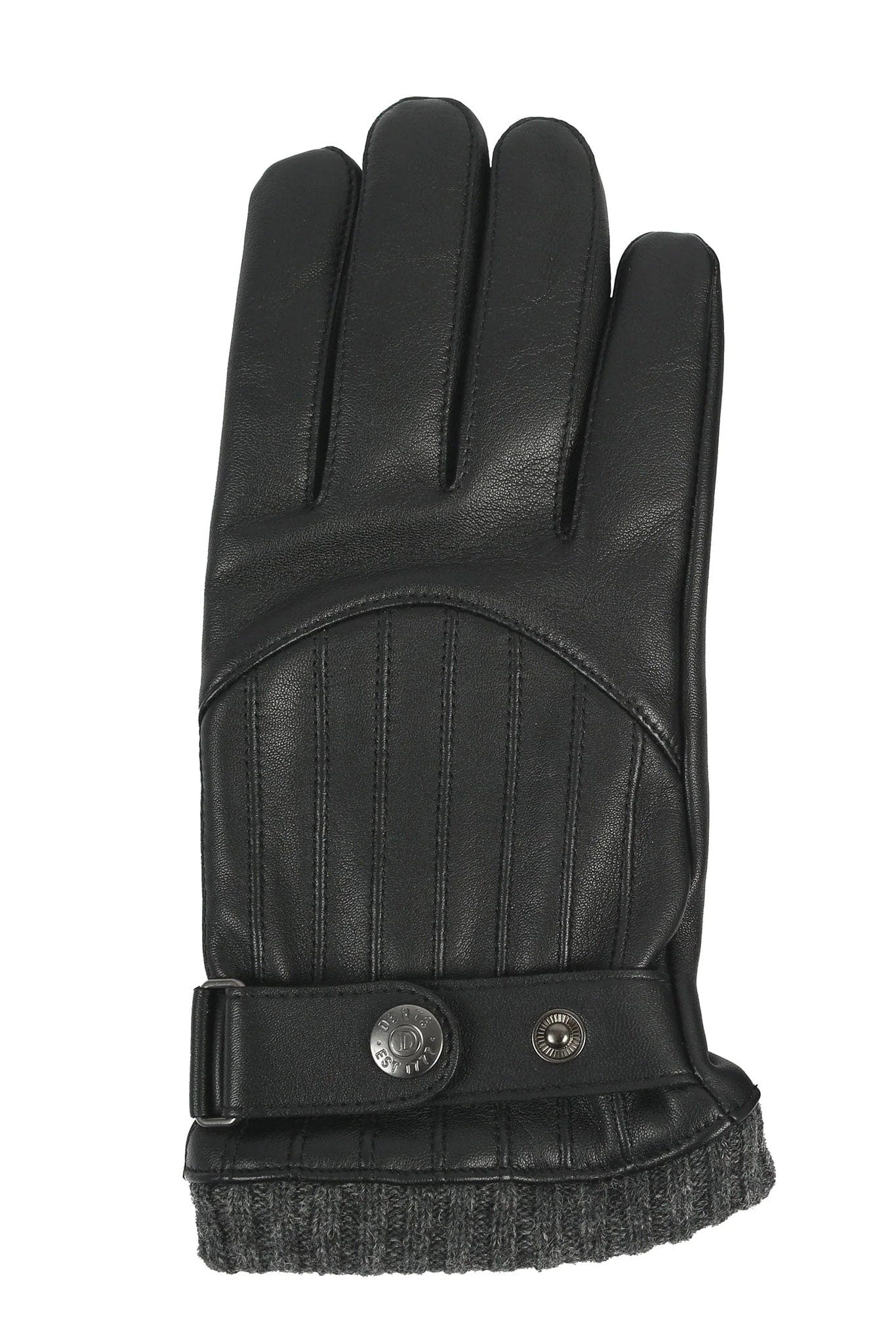 Dents Sherborne Leather Gloves with Stitch Detail - Black/Grey