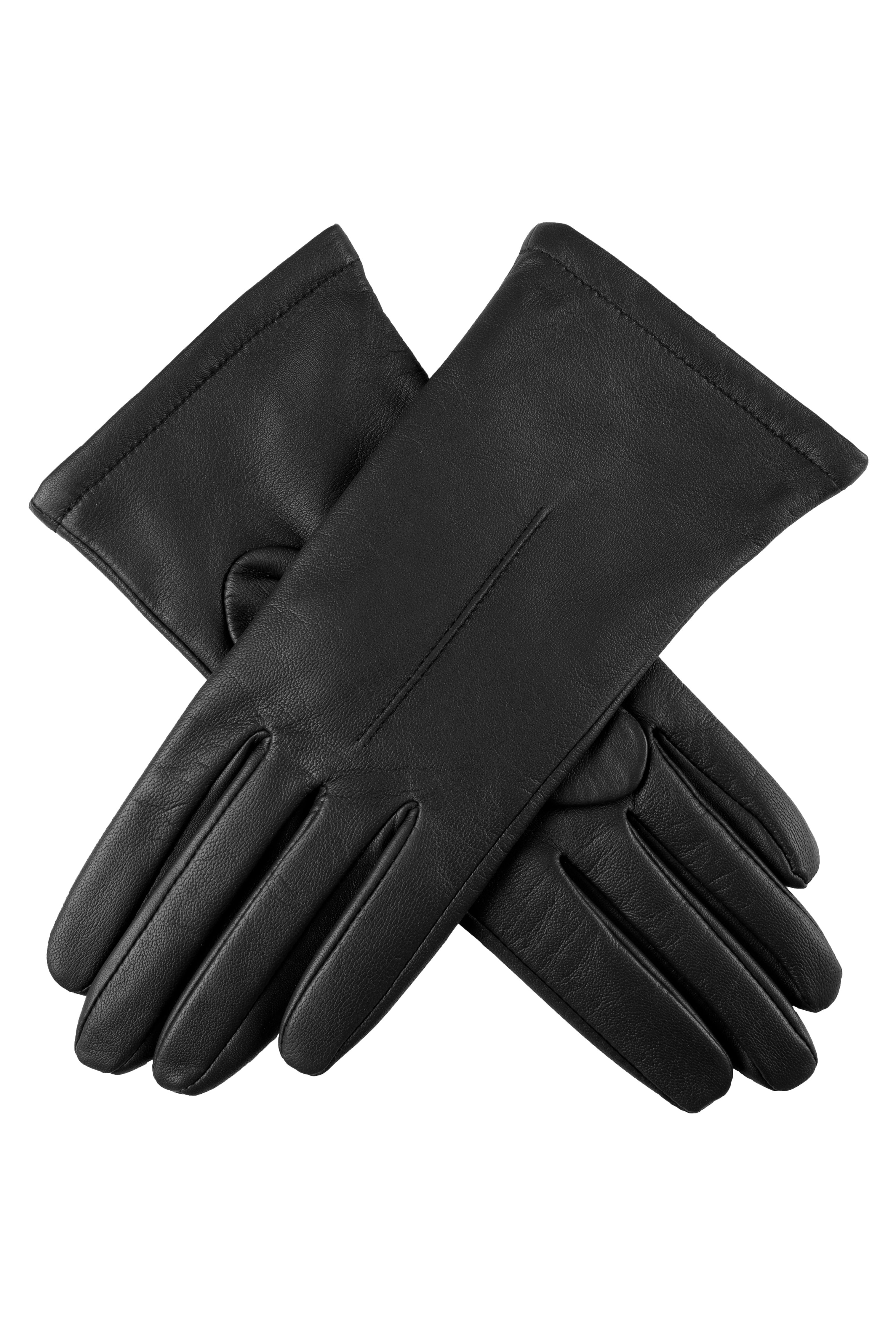 Dents Single Point Lined Leather Gloves - Black