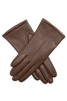Dents Single Point Lined Leather Gloves - Chestnut