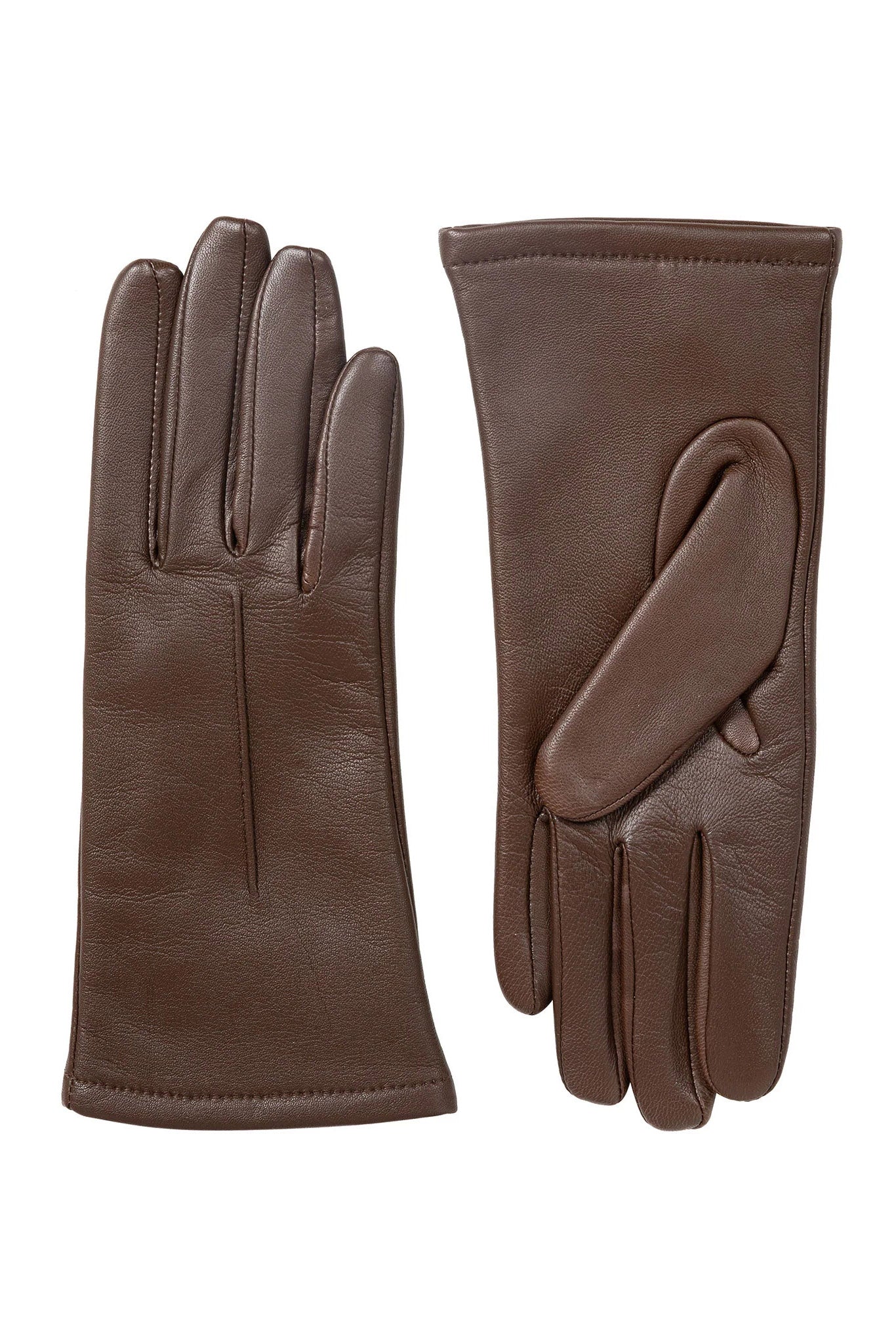 Dents Single Point Lined Leather Gloves - Chestnut