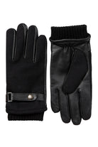 Dents Touchscreen Leather and Flannel Gloves - Black