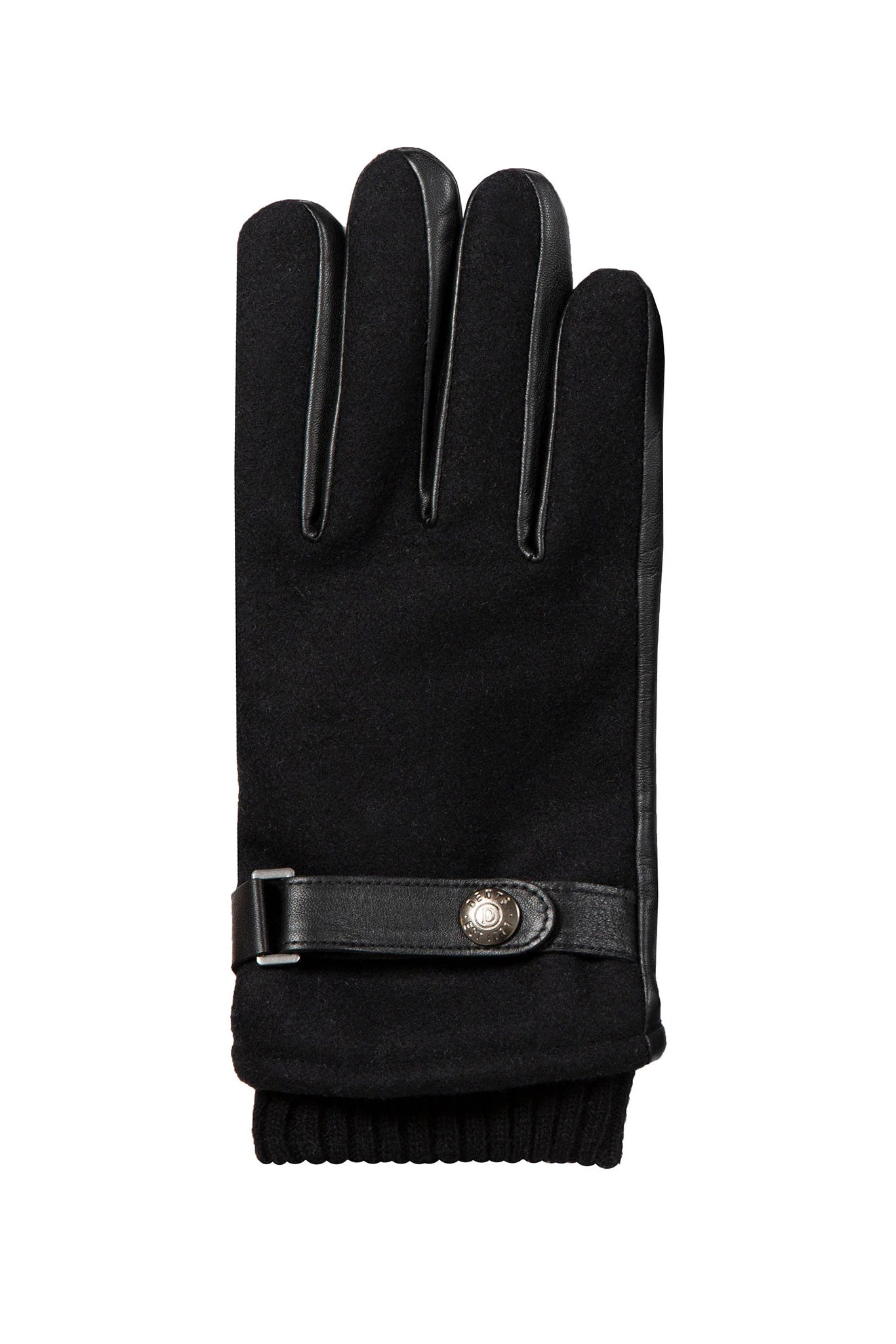 Dents Touchscreen Leather and Flannel Gloves - Black