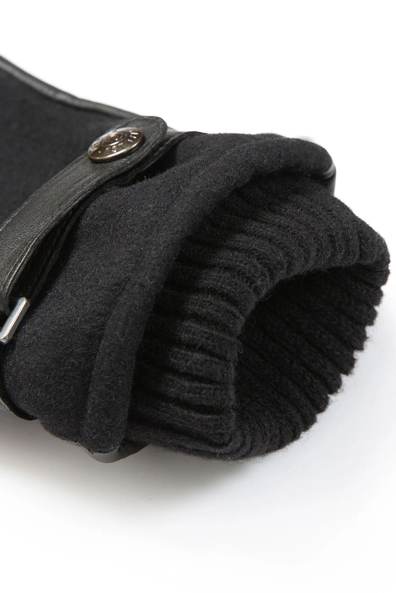 Dents Touchscreen Leather and Flannel Gloves - Black