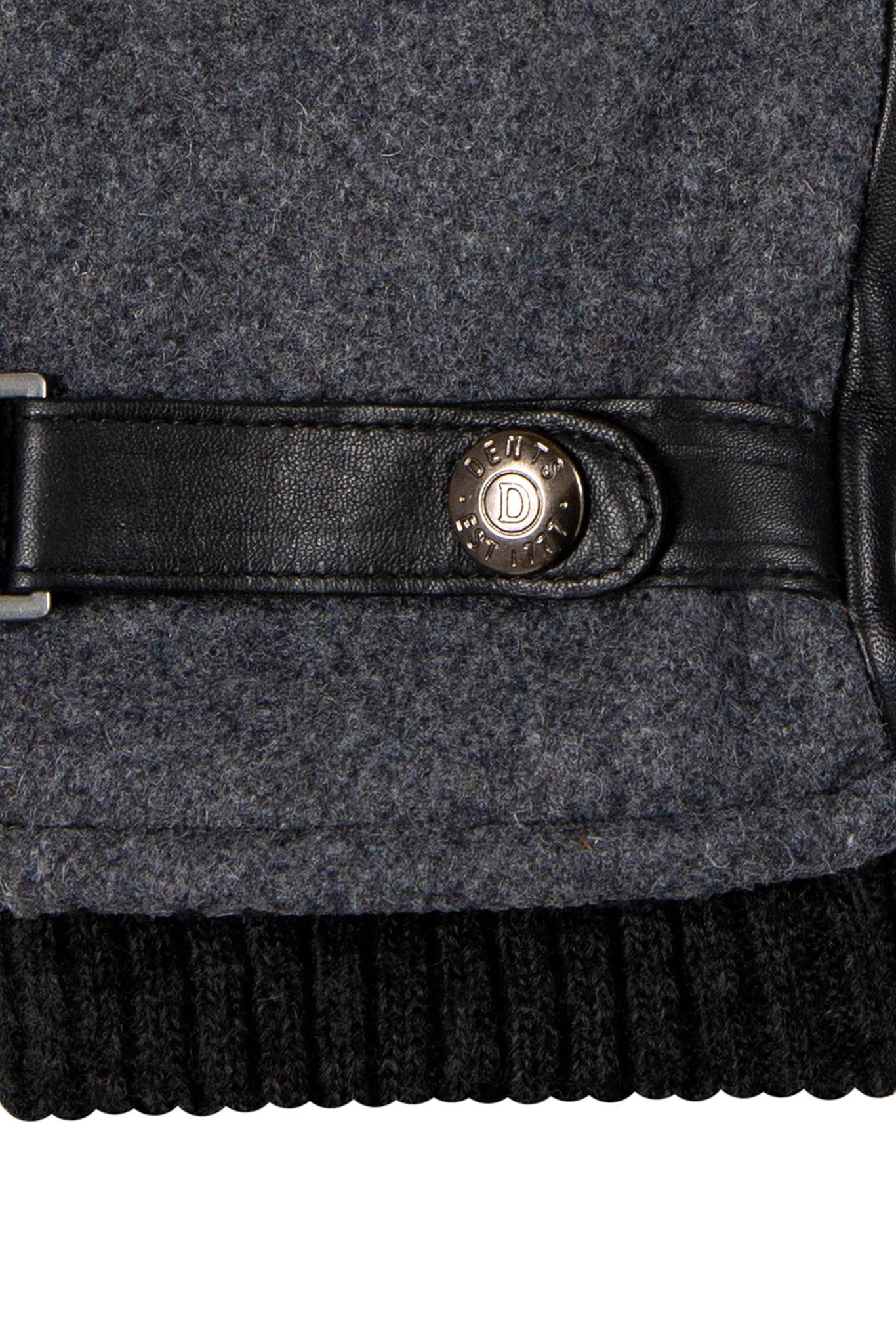 Dents Touchscreen Leather and Flannel Gloves - Charcoal