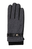 Dents Touchscreen Leather and Flannel Gloves - Charcoal