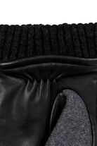 Dents Touchscreen Leather and Flannel Gloves - Charcoal