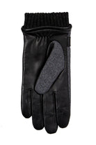 Dents Touchscreen Leather and Flannel Gloves - Charcoal