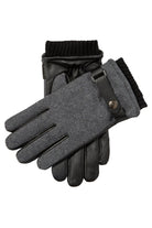 Dents Touchscreen Leather and Flannel Gloves - Charcoal