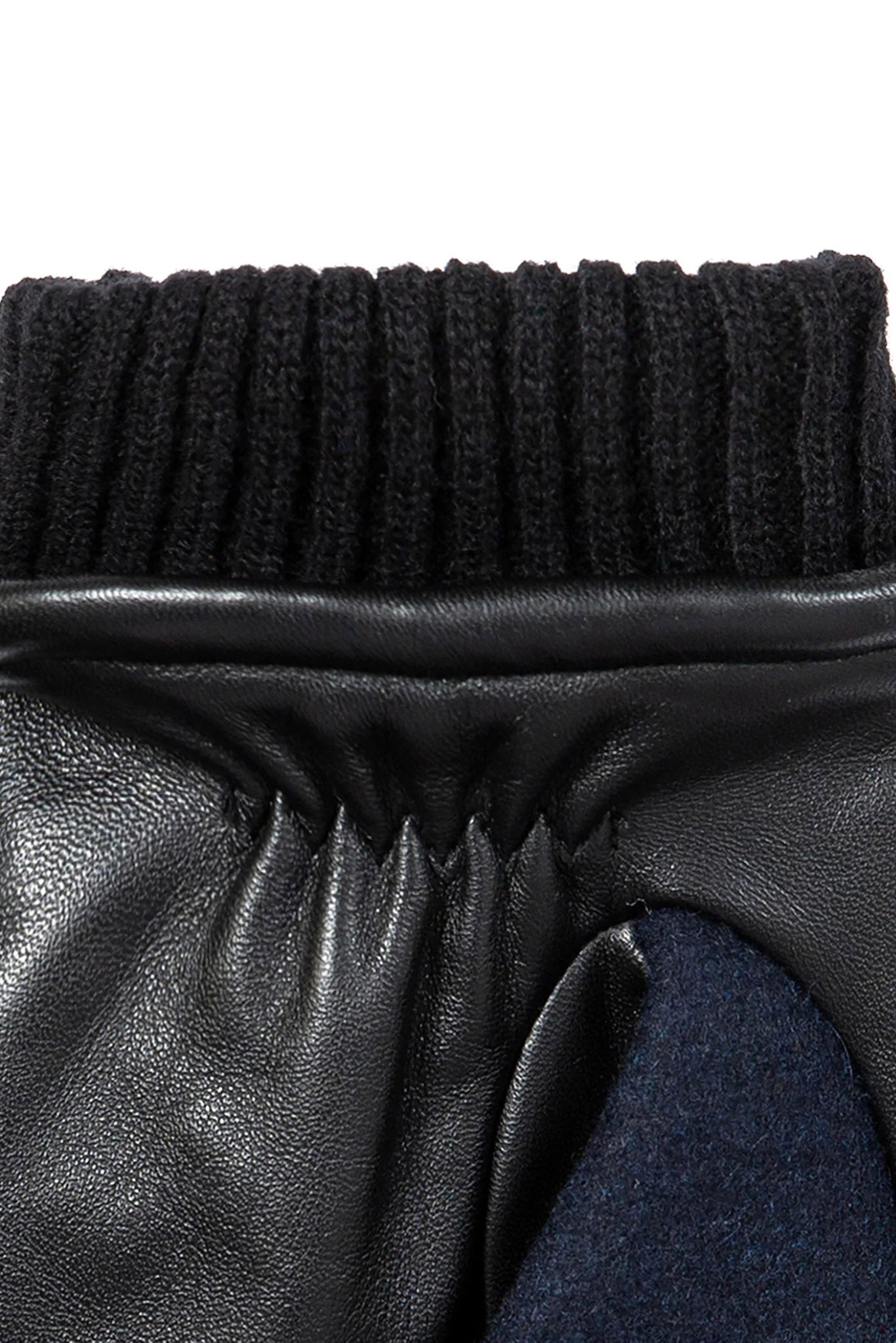 Dents Touchscreen Leather and Flannel Gloves - Navy