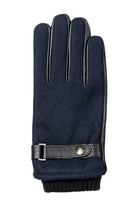 Dents Touchscreen Leather and Flannel Gloves - Navy