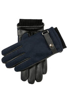 Dents Touchscreen Leather and Flannel Gloves - Navy