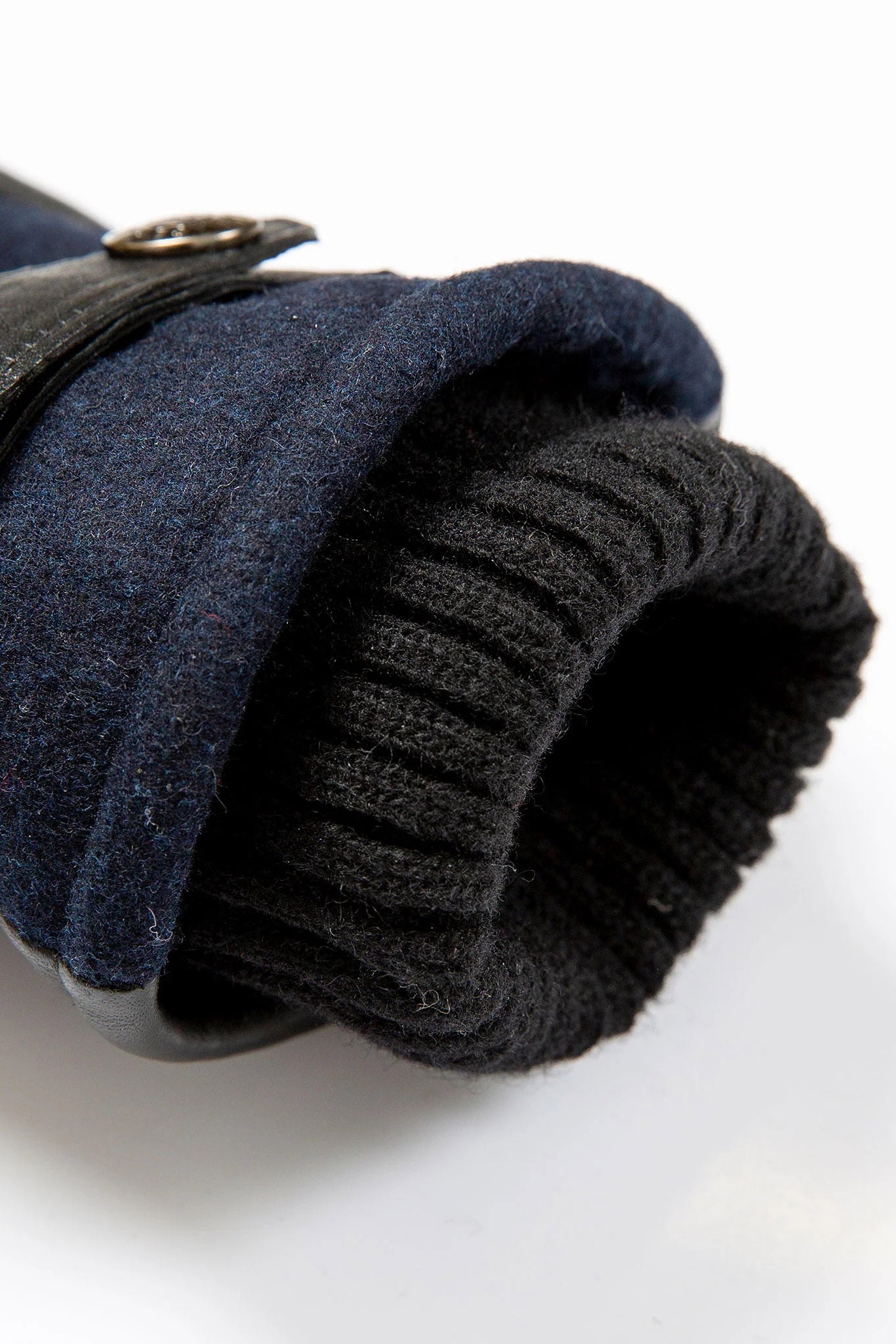 Dents Touchscreen Leather and Flannel Gloves - Navy
