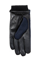 Dents Touchscreen Leather and Flannel Gloves - Navy