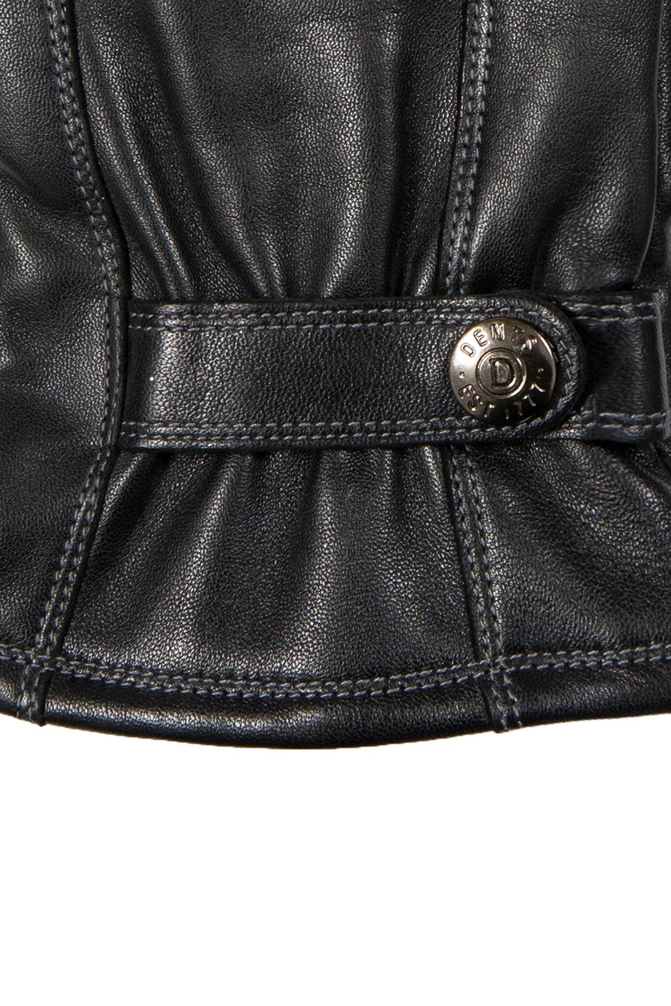Dents Touchscreen Leather Gloves with Contrast Stitching - Black