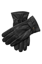 Dents Touchscreen Leather Gloves with Contrast Stitching - Black