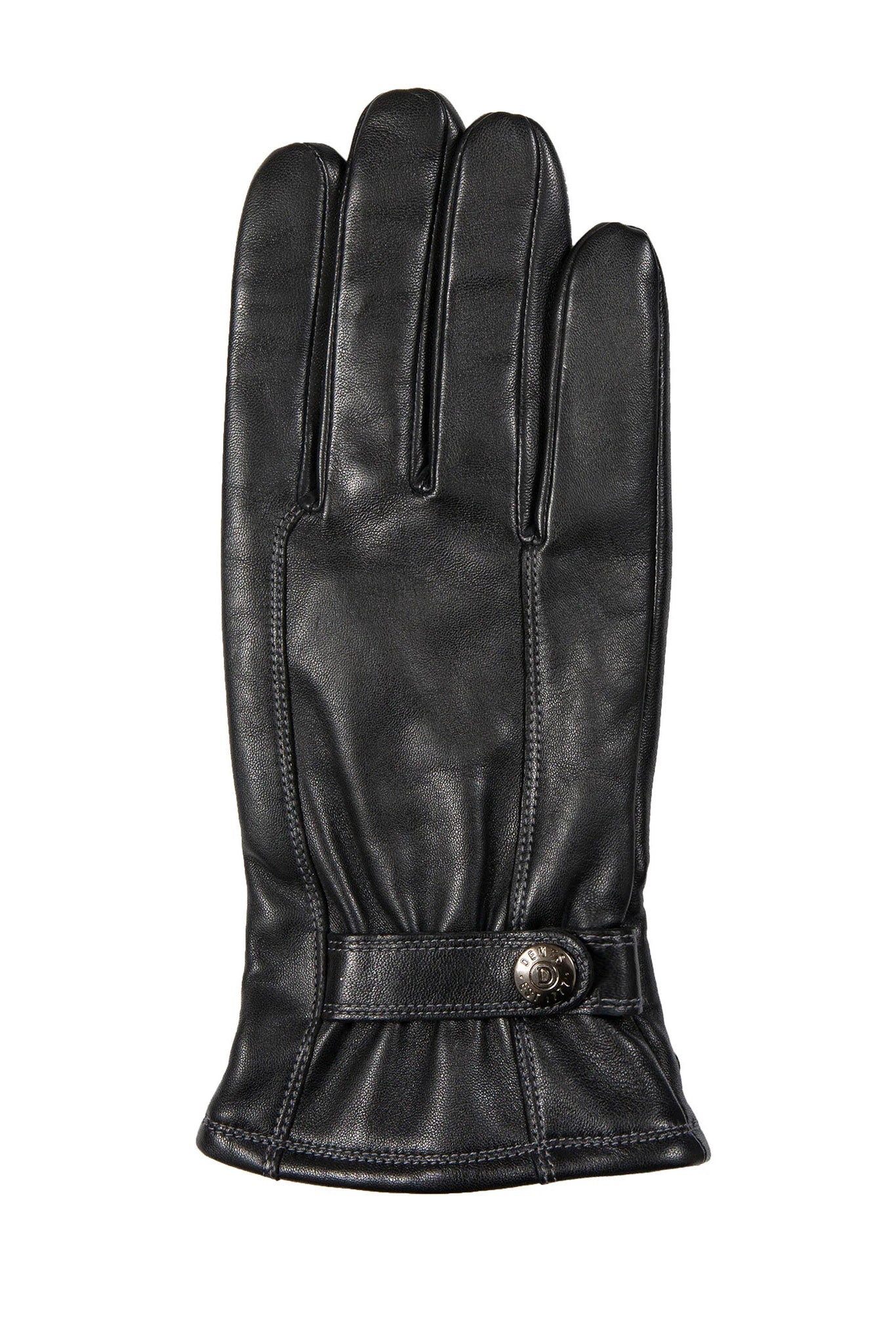 Dents Touchscreen Leather Gloves with Contrast Stitching - Black