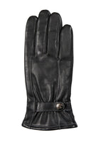 Dents Touchscreen Leather Gloves with Contrast Stitching - Black