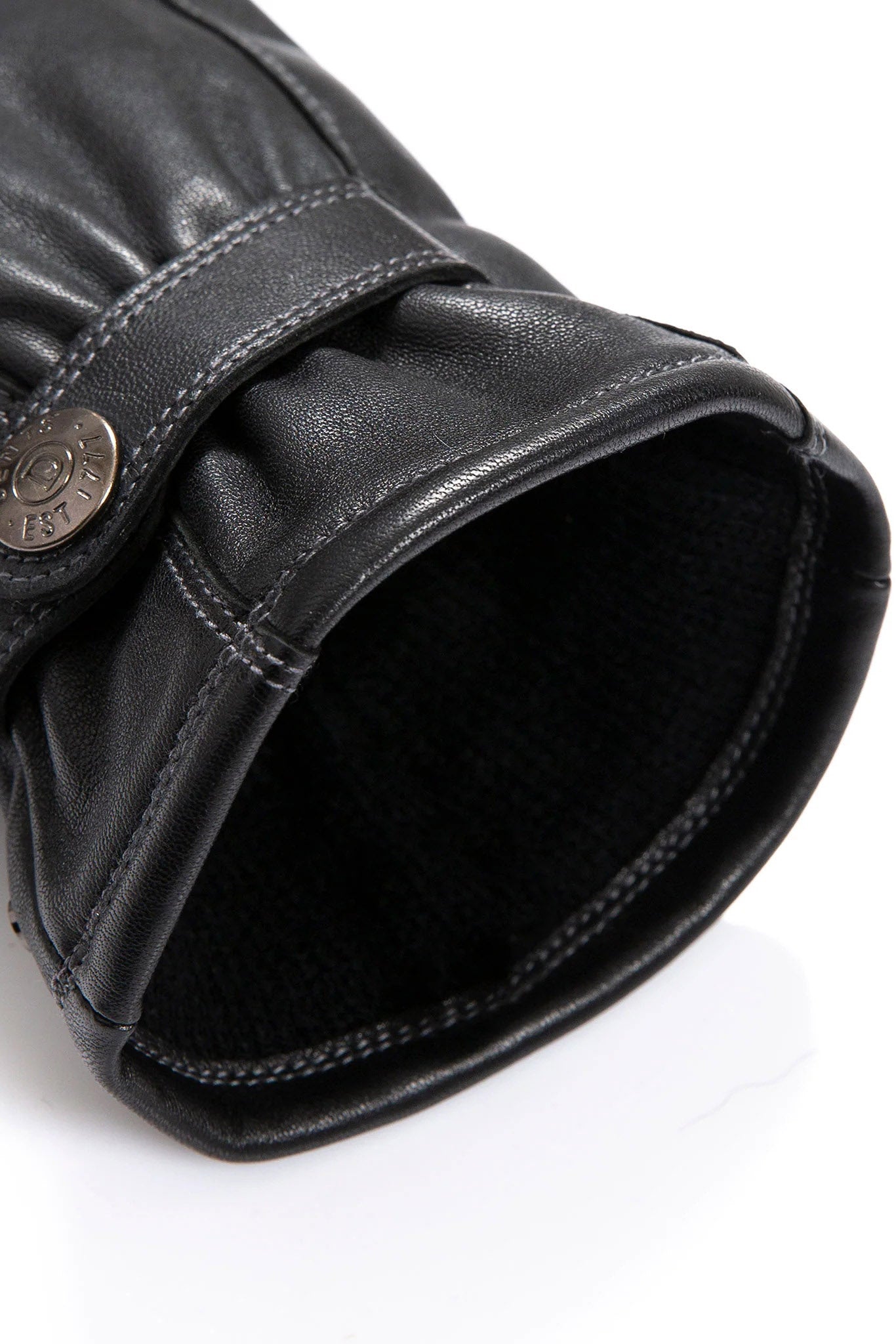 Dents Touchscreen Leather Gloves with Contrast Stitching - Black