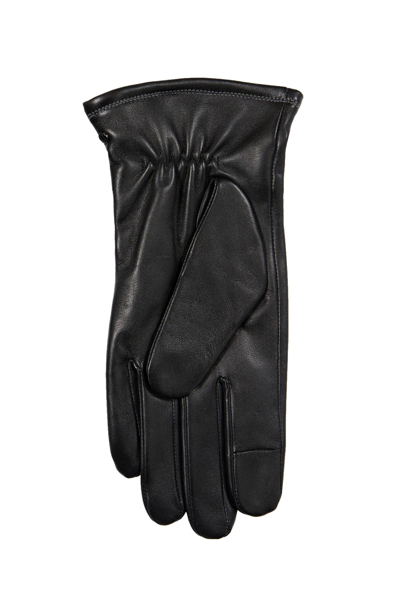 Dents Touchscreen Leather Gloves with Contrast Stitching - Black