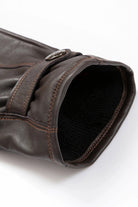 Dents Touchscreen Leather Gloves with Contrast Stitching - Brown