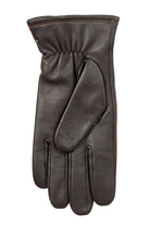 Dents Touchscreen Leather Gloves with Contrast Stitching - Brown