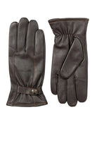 Dents Touchscreen Leather Gloves with Contrast Stitching - Brown