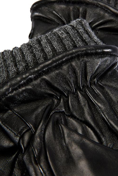 Dents Touchscreen Soft Wool Lined Leather Gloves - Black