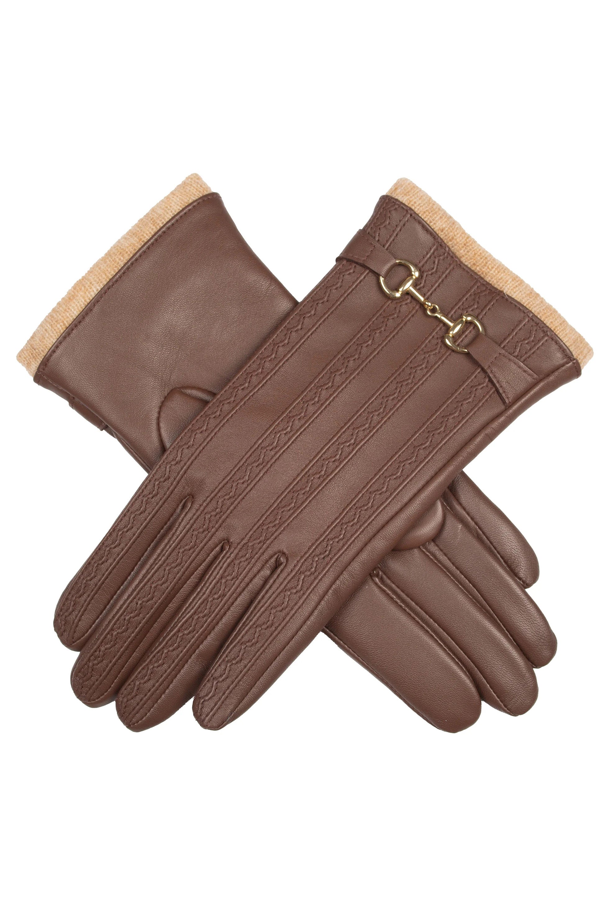 Dents Touchscreen Water-Resistant Wool Lined Leather Gloves - Chestnut