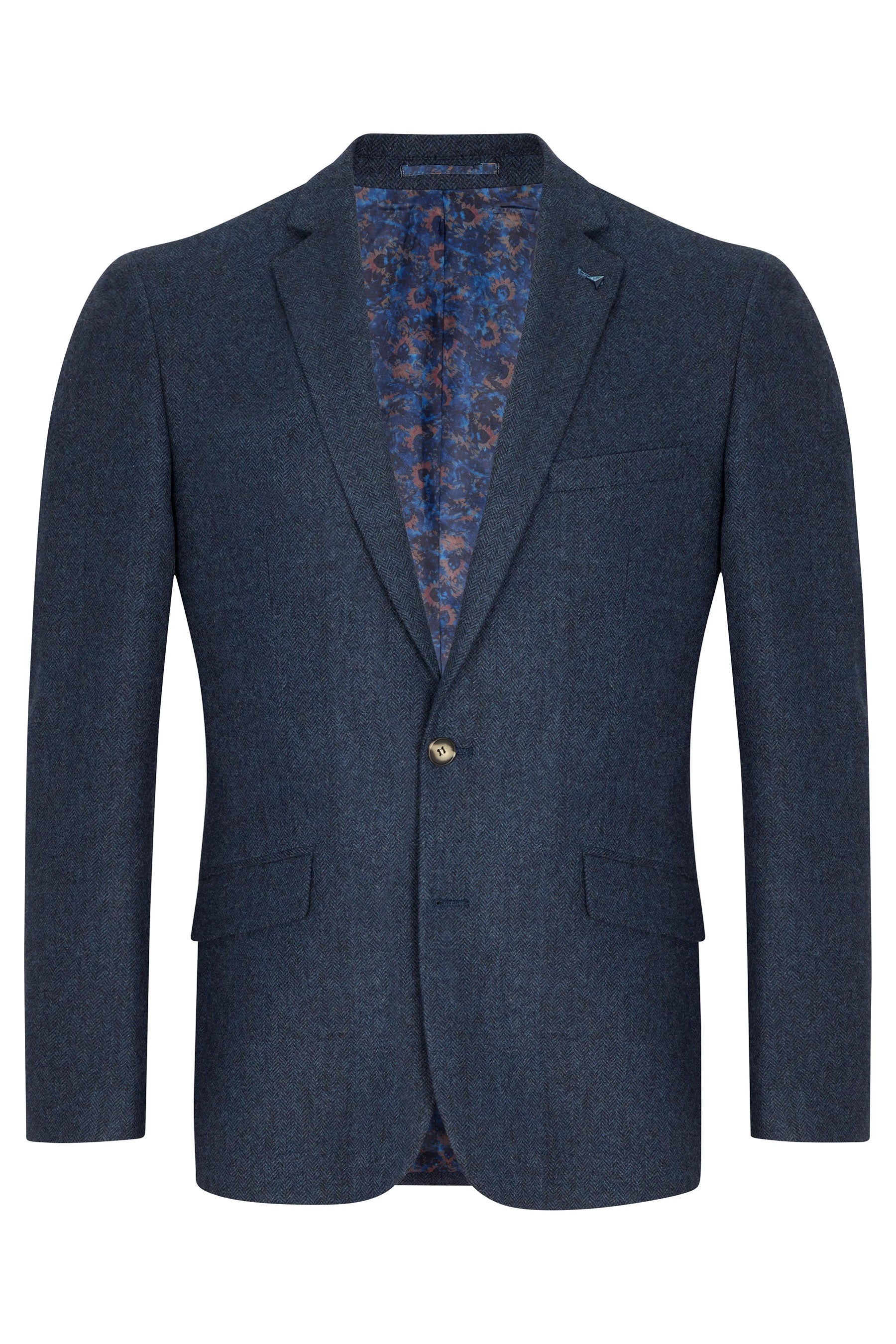 Douglas & Grahame Drifter Bordeaux Wool Herringbone Jacket - Dark Blue