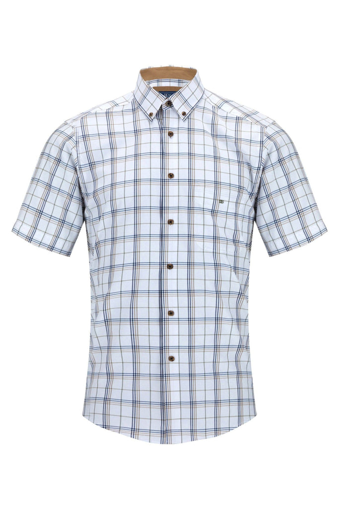Drifter Ivano Check Short Sleeve Shirt - White/Navy