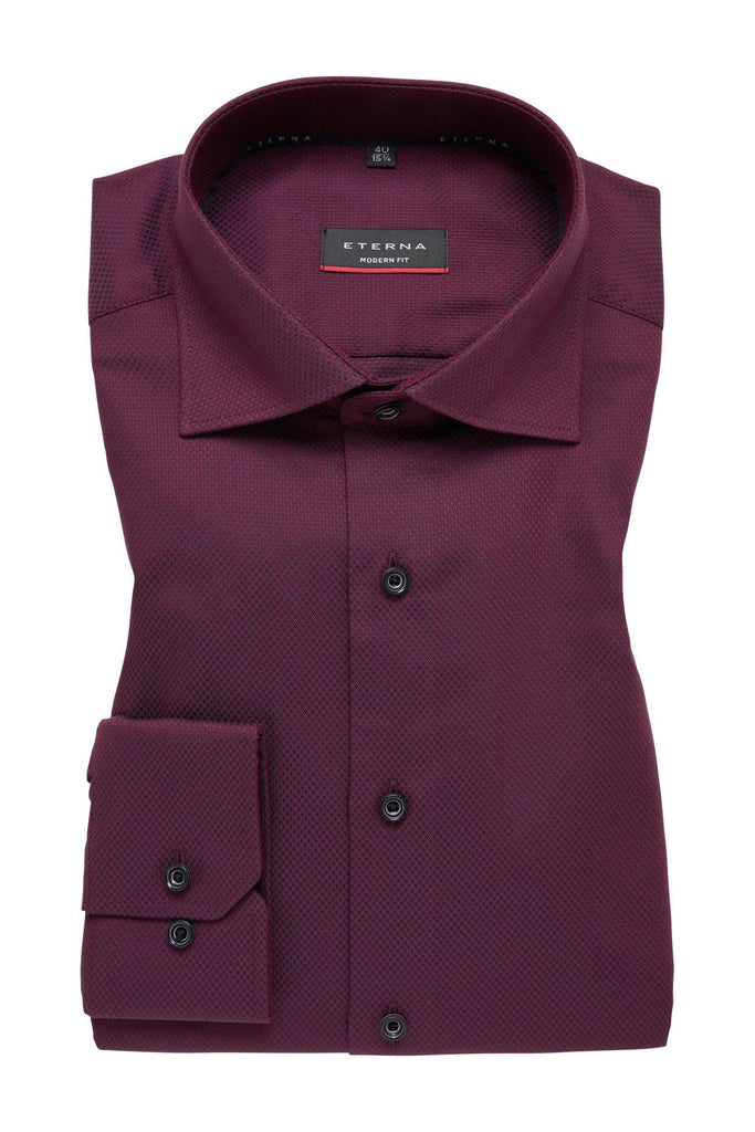 Eterna Modern Fit Dobby Cloth Shirt - Bordeaux