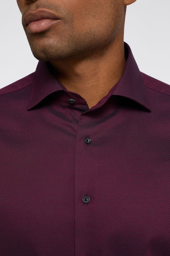 Eterna Modern Fit Dobby Cloth Shirt - Bordeaux