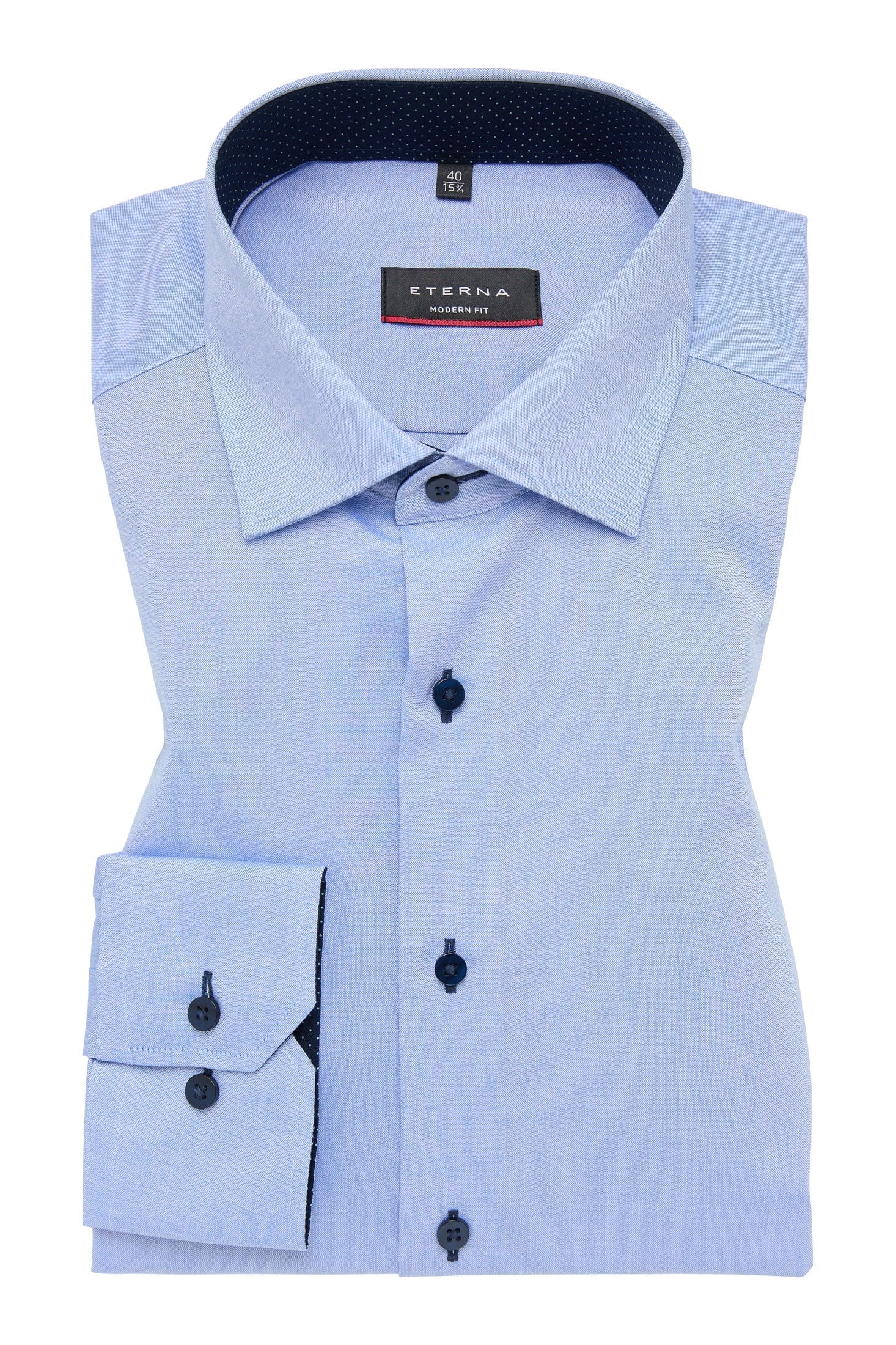 Eterna Modern Fit Fine Oxford Long Sleeve Shirt - Blue