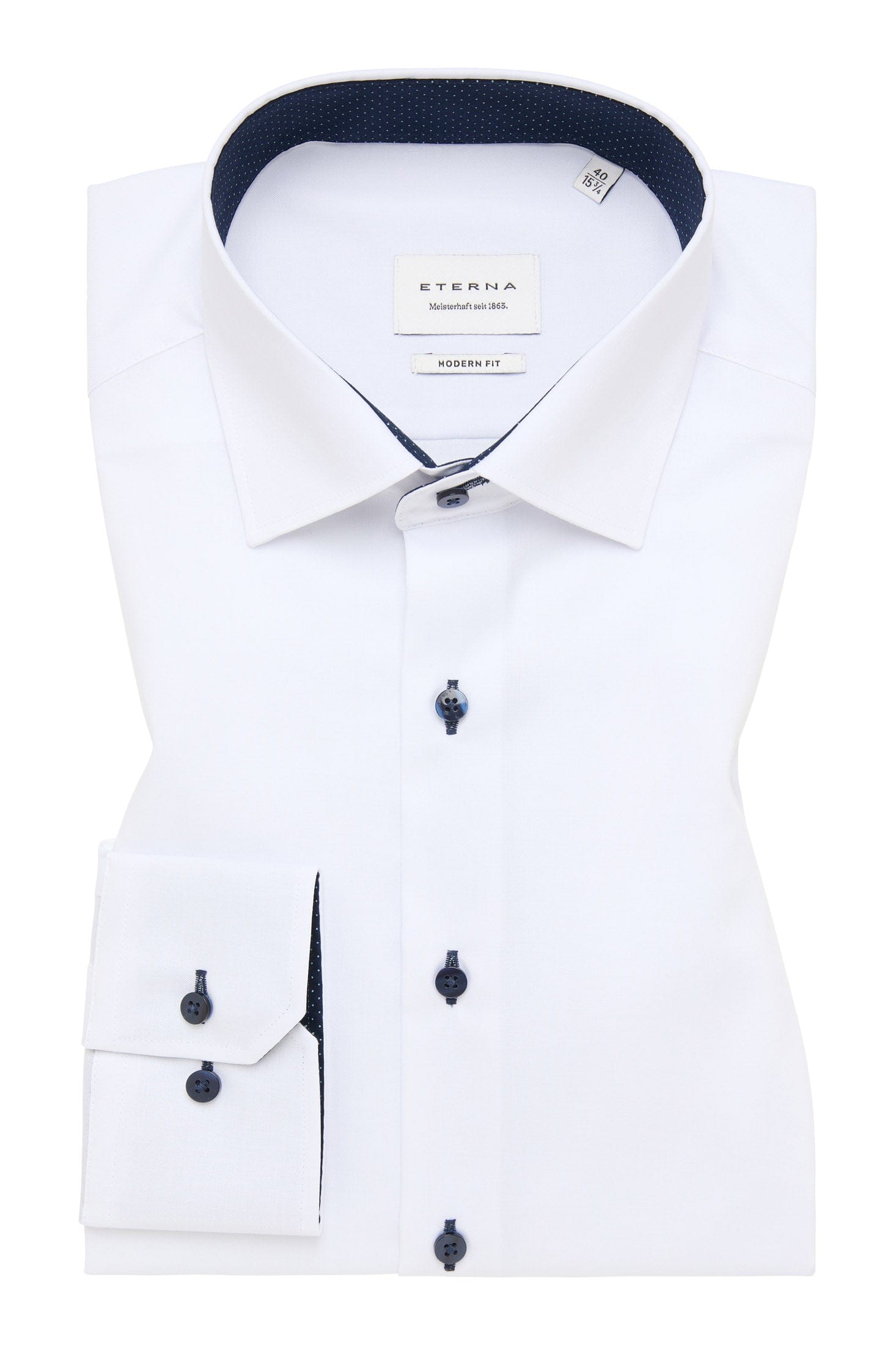 Eterna Modern Fit Fine Oxford Long Sleeve Shirt - White
