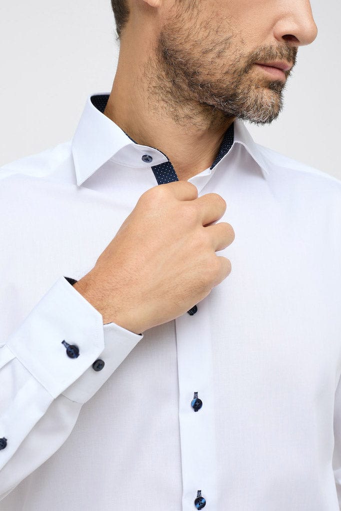 Eterna Modern Fit Fine Oxford Long Sleeve Shirt - White