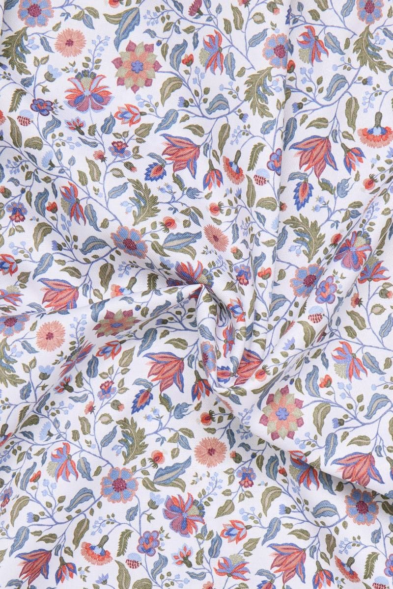 Eterna Modern Fit Floral Leaf Shirt - White/Multi